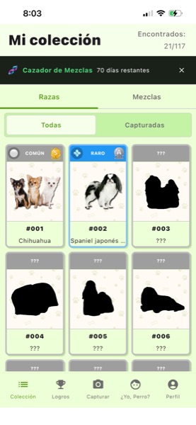 Collected and uncollected breeds in Todogs